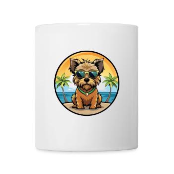 Norfolk Terrier Chien Race Dessin Animé Lunettes de Soleil Plage - Mug blanc - blanc - Devant