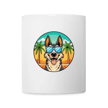 North American Shepherd Dog Breed Cartoon Beach - Mug - white - Front