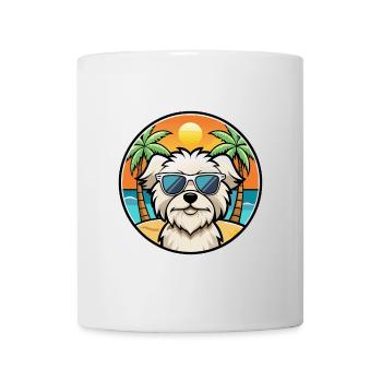 Maltese Dog Breed Cartoon Sunglasses Beach - Mug - white - Front