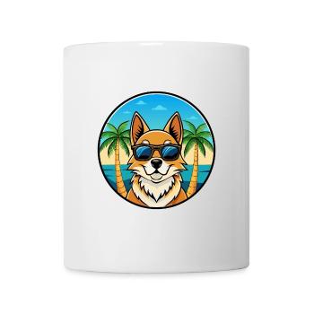 Nordic Spitz Dog Breed Cartoon Sunglasses Beach - Mug - white - Front