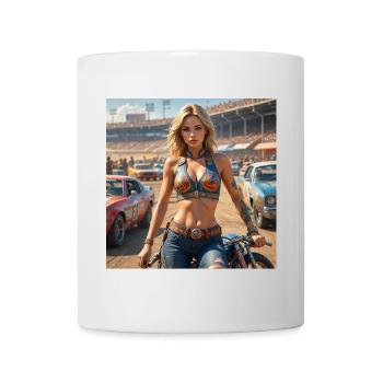 Rennsport Rebellin Denim Outfit - Tasse - Weiß - Vorne