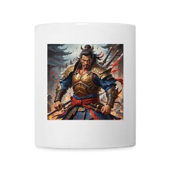 Goldener Krieger mit Doppelschwertern - Tasse - Weiß - Vorne