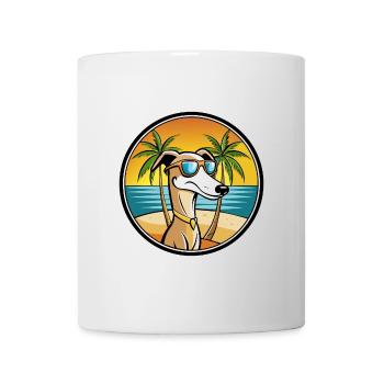 Vieux lévrier croate race de chien dessin animé plage - Mug blanc - blanc - Devant