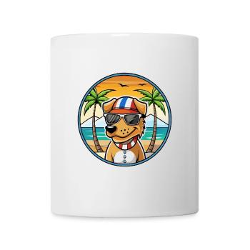 Norwegischer Windhund Dunker Hunderasse Cartoon Strand - Tasse - Weiß - Vorne