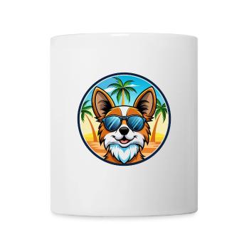 Papillon Chien Race Dessin Animé Lunettes de Soleil Plage - Mug blanc - blanc - Devant