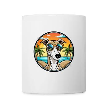 Lévrier polonais race chien dessin animé lunettes de soleil plage - Mug blanc - blanc - Devant