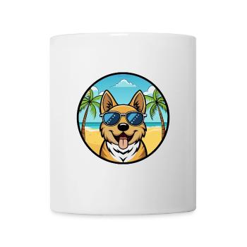 South Russian Ovcharka Dog Breed Cartoon Beach - Mug - white - Front