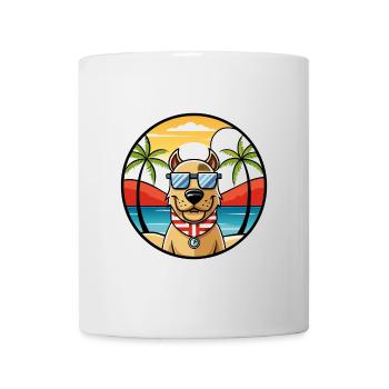 Norwegischer Windhund Rasse Cartoon Sonnenbrille Strand - Tasse - Weiß - Vorne