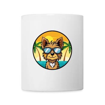 Yorkshire Terrier Hunderasse Cartoon Beach - Tasse - Weiß - Vorne