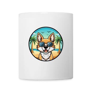 Phalene Chien Race Dessin Animé Lunettes De Soleil Plage - Mug blanc - blanc - Devant
