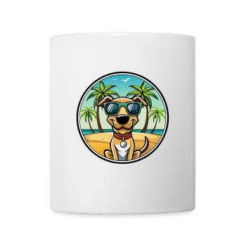 Plott Hound Hund Rasse Cartoon Sonnenbrille Strand - Tasse - Weiß - Vorne