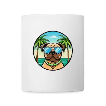 Pug Dog Breed Cartoon Sunglasses Beach - Mug - white - Front