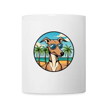 Rampur Windhund Hunderasse Cartoon Sonnenbrille Strand - Tasse - Weiß - Vorne