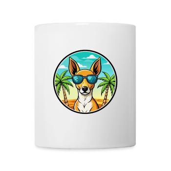 Podenco Canario Dog Breed Cartoon Sunglasses Beach - Mug - white - Front