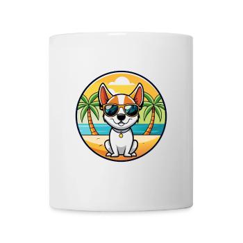 Rat Terrier Hund Rasse Cartoon Sonnenbrille Strand - Tasse - Weiß - Vorne
