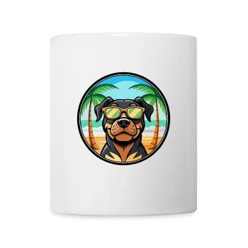 Rottweiler Chien Race Dessin Animé Lunettes De Soleil Plage - Mug blanc - blanc - Devant