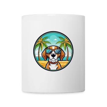 Treeing Walker Coonhound Race Chien Dessin Animé Plage - Mug blanc - blanc - Devant