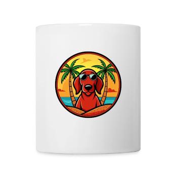 Redbone Coonhound Chien Race Dessin Animé Lunettes De Soleil Plage - Mug blanc - blanc - Devant