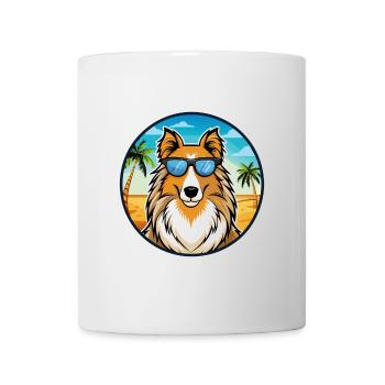 Rough Collie Chien Race Dessin Animé Lunettes De Soleil Plage - Mug blanc - blanc - Devant