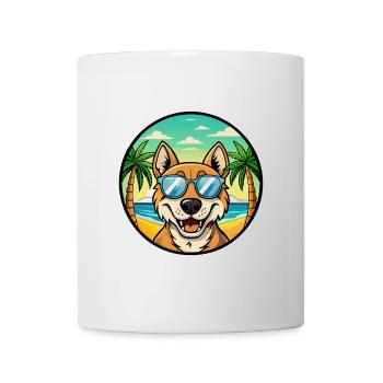 Russischer Jagdhund Rasse Cartoon Sonnenbrille Strand - Tasse - Weiß - Vorne