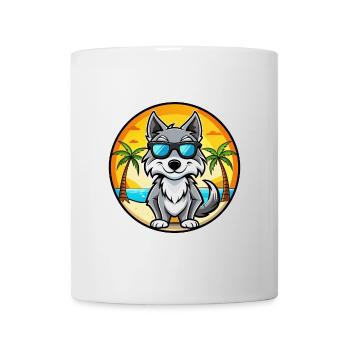 Saarloos Wolfdog Rasse Cartoon Sonnenbrille Strand - Tasse - Weiß - Vorne