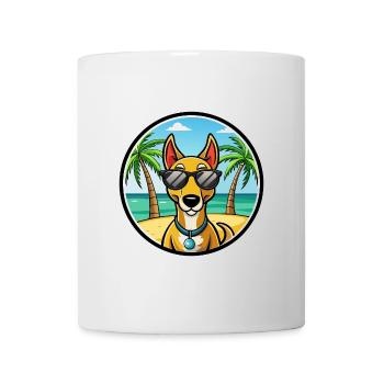 Arlequin russe Chien de race de chien dessin animé plage - Mug blanc - blanc - Devant