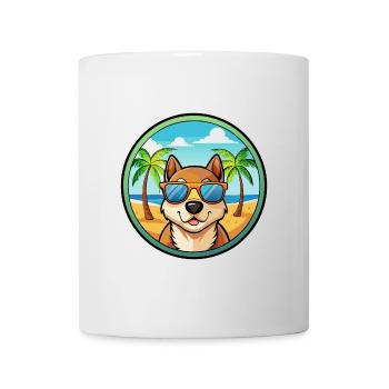 Lunettes de soleil de dessin animé de race de chien de jouet russe plage - Mug blanc - blanc - Devant