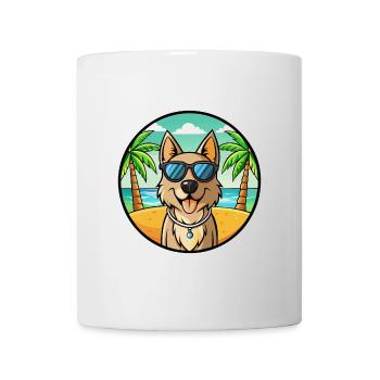 Schäferhund Rasse Cartoon Sonnenbrille Strand - Tasse - Weiß - Vorne