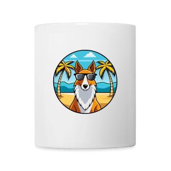 Smooth Collie Hunderasse Cartoon Sonnenbrille Strand - Tasse - Weiß - Vorne