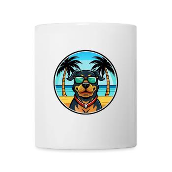 Rottweiler Chien Race Dessin Animé Lunettes De Soleil Plage - Mug blanc - blanc - Devant