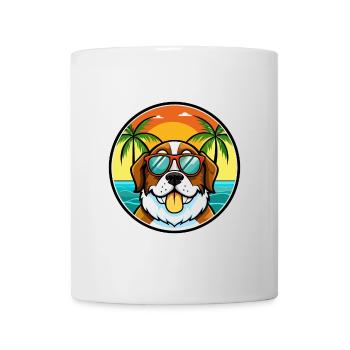 Bernhardiner Hunderasse Cartoon Sonnenbrille Strand - Tasse - Weiß - Vorne