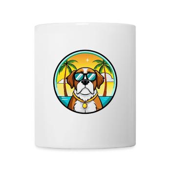 Bernhardiner Hunderasse Cartoon Sonnenbrille Strand - Tasse - Weiß - Vorne