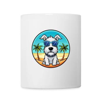 Sealyham Terrier Dog Breed Cartoon Sunglass Beach - Mug - white - Front
