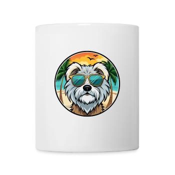 Tibetan Terrier Dog Breed Cartoon Sunglasses Beach - Mug - white - Front