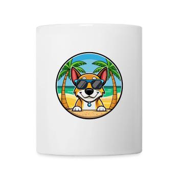 Chien de chasse tricolore serbe race de dessin animé plage - Mug blanc - blanc - Devant