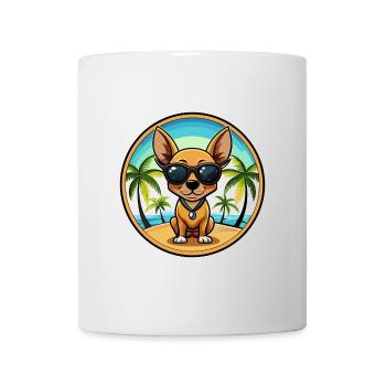 Russian Toy Terrier Dog Breed Cartoon Sunglasses - Mug - white - Front