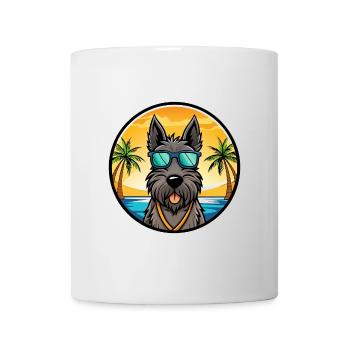 Scottish Terrier Dog Breed Cartoon Sunglass Beach - Mug - white - Front
