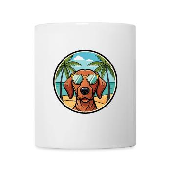 Vizsla à poil dur race de chien dessin animé lunettes de soleil plage - Mug blanc - blanc - Devant