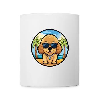 Toy Poodle Dog Breed Cartoon Sunglasses Beach - Mug - white - Front