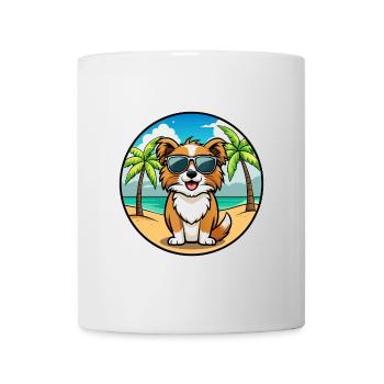 Épagneul tibétain race chien dessin animé lunettes de soleil plage - Mug blanc - blanc - Devant