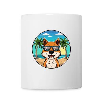 Taigan Kyrgyz Taighany Dog Breed Cartoon Beach - Mug - white - Front