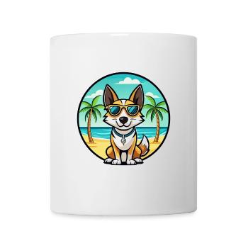 Toy Fox Terrier Chien Race Dessin Animé Lunettes De Soleil Plage - Mug blanc - blanc - Devant