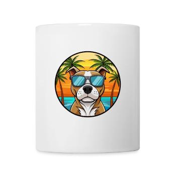 Staffordshire Bull Terrier Dog Breed Cartoon Beach - Mug - white - Front