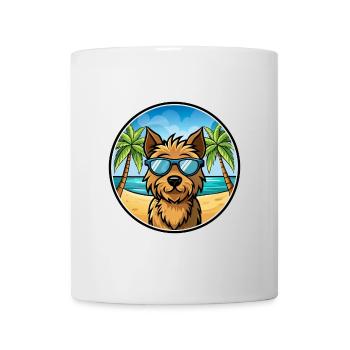 Welsh Terrier Chien Race Dessin Animé Lunettes De Soleil Plage - Mug blanc - blanc - Devant