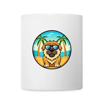 Tibetische Dogge Hunderasse Cartoon Sonnenbrille Strand - Tasse - Weiß - Vorne