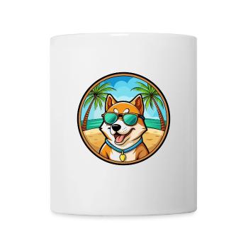 Shikoku Dog Breed Cartoon Sunglasses Beach - Mug - white - Front
