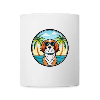 Welsh Springer Spaniel Dog Breed Cartoon Beach - Mug - white - Front