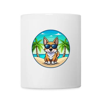 Suédois Vallhund Race Chien Dessin Animé Lunettes De Soleil Plage - Mug blanc - blanc - Devant