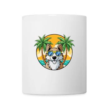 Stichelhaar Chien Race Dessin Animé Lunettes de Soleil Plage - Mug blanc - blanc - Devant