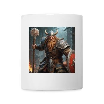 Nordischer Krieger mit Axt und Schild - Tasse - Weiß - Vorne